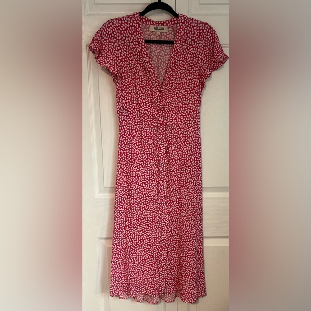 Diane von Furstenberg Pink Button Down Cinched Midi Dress